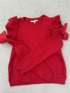 Rebecca Minkoff Red Ruffle Shoulder Sweatshirt